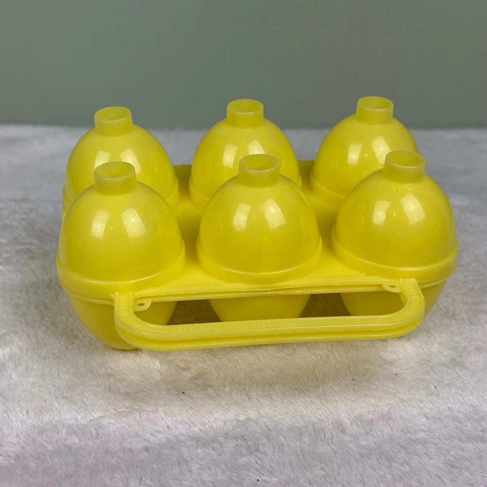 Vintage Jell-O Jiggler Egg Molds Set of 2 Yellow Teal Plastic Easter Kitchenware